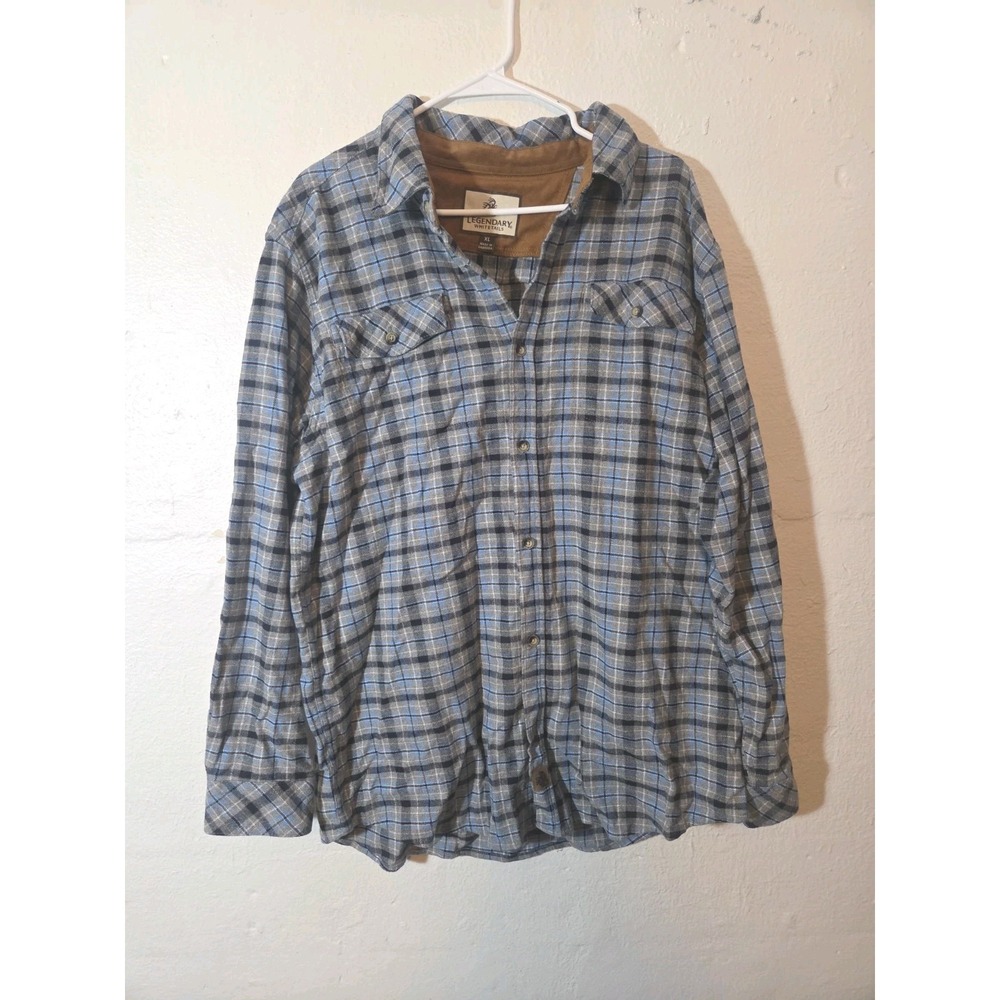 Legendary Whitetails Men's XL Blue & Gray Button-Up Flannel Shirt Long Sleeve